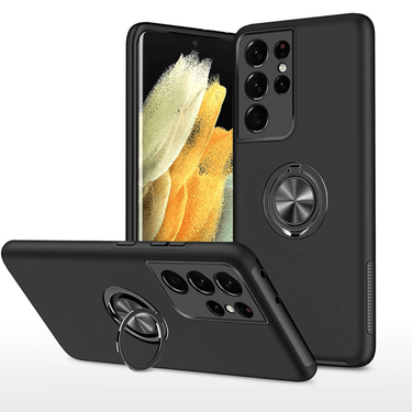 Samsung Galaxy S21 Ultra Compatible Case Cover With Shockproof And Magnetic Ring Holder - Black